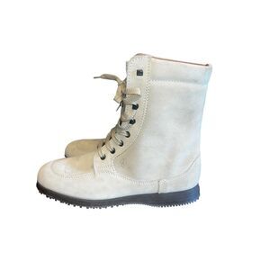 Hogan Italy military combat suede tan 39 lace up boots men 7 woman 9